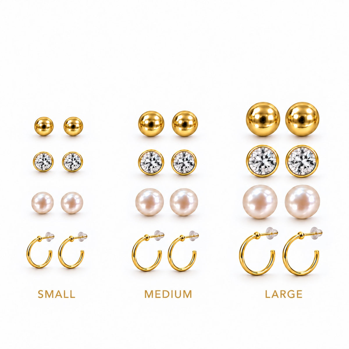 Gold-Tone Four-Pair Earring Set - various sizes available