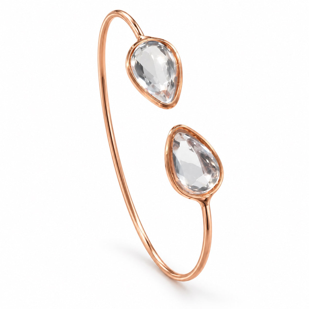 Rose-Gold-Tone Teardrop Crystal Cuff Bracelet