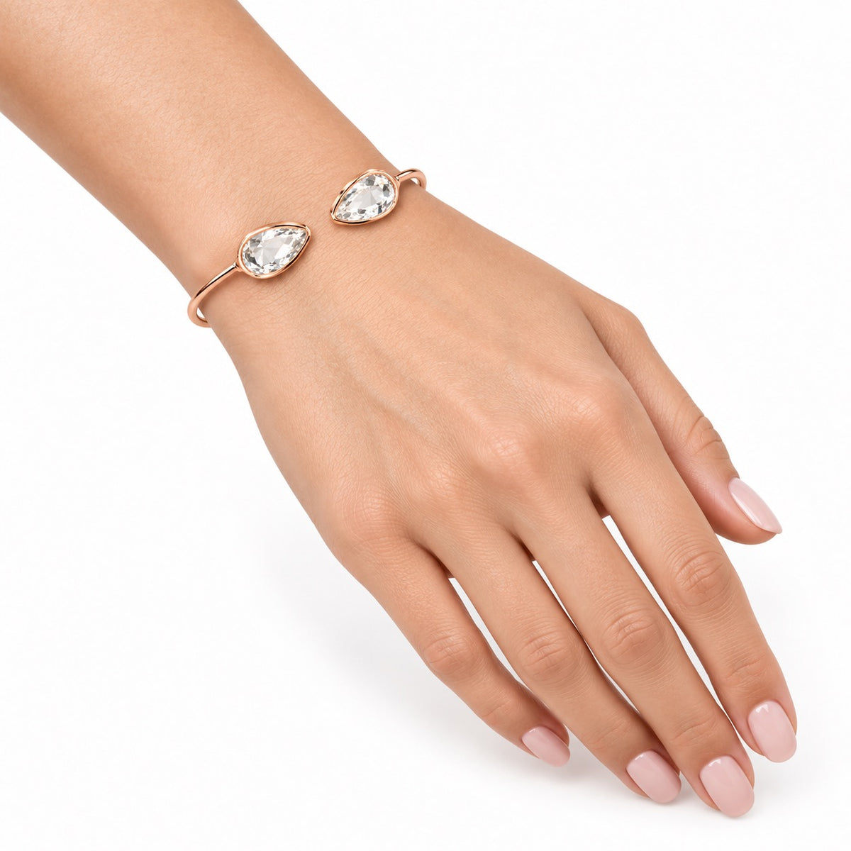 Rose-Gold-Tone Teardrop Crystal Cuff Bracelet