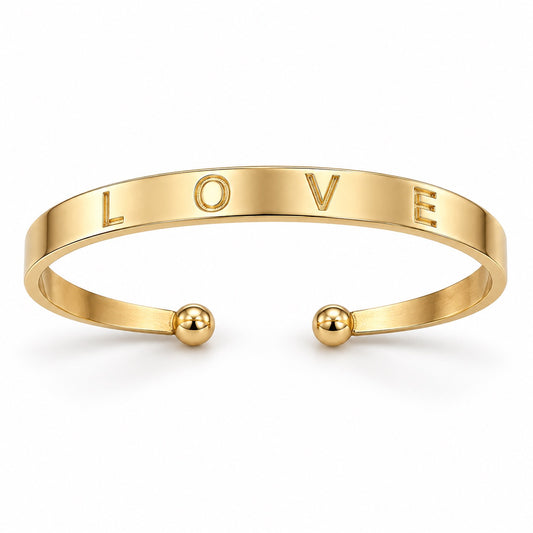 Gold-Tone LOVE Open Cuff Bangle Bracelet