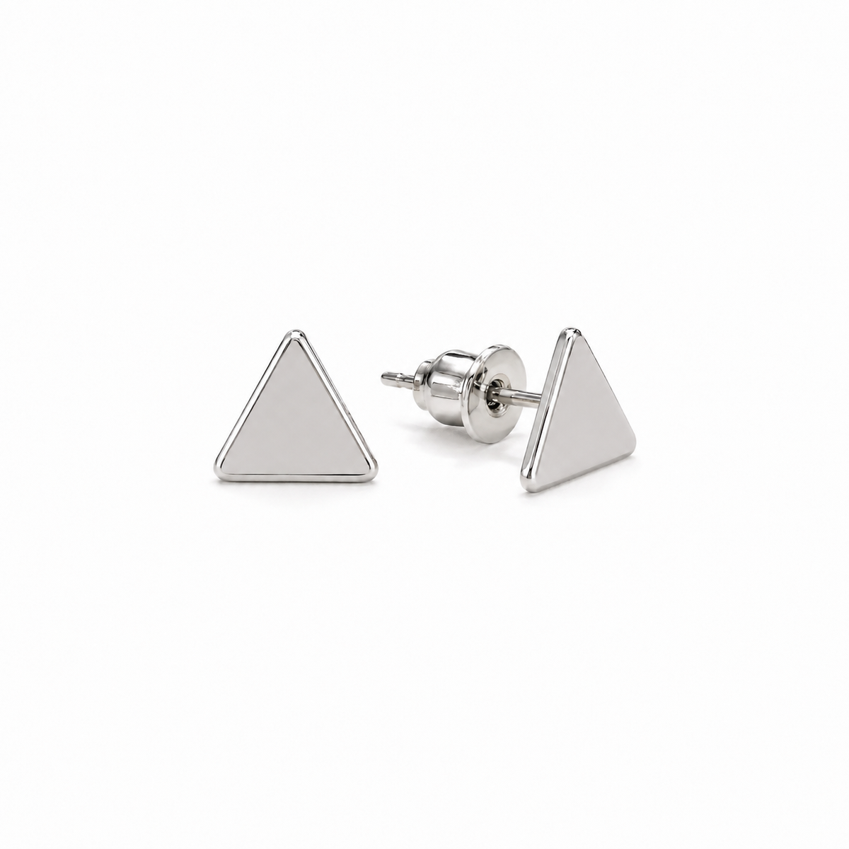 Silver-Tone Circle & Triangle Stud Earring Set – 2 Pairs